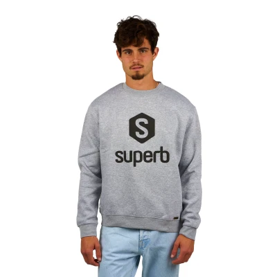Image of Superb Mens Sudadera Hexawhite Sweatshirt Grey Cotton Size Large