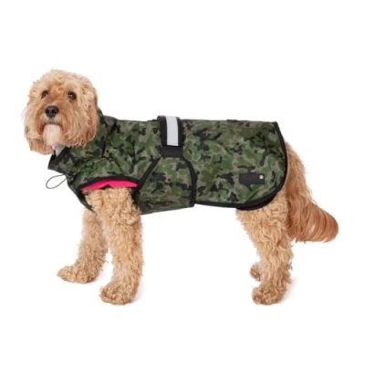 Image of Danish Design 3 in 1 Dog Coat Camo Pink, 57cm (22in) All Weather, Waterpoof, Fleece Lined, Reflective Raincoat for Dogs