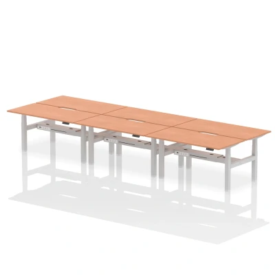 Image of Air B2B 1600x800 Adjustable 6P Bench Desk Scalloped Beech/Silver