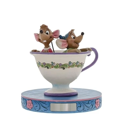 Image of Disney Traditions Tea For Two Jaq &amp; Gus Figurine, height 9.5cm