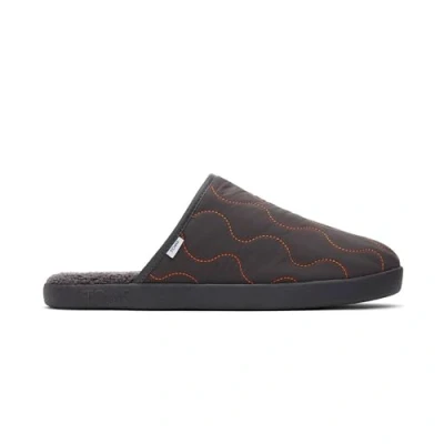 Image of TOMS Men&#039;s Harbor Slipper, Pavement Grey Quilted Cotton Rip Stop/Faux Shearling, 8 UK