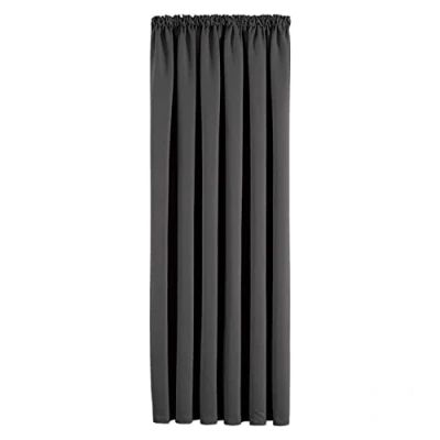 Image of Aspire Homeware Door Curtain Pencil Pleat Blackout Grey Curtains for Living Room Super Soft Thermal Insulated Single Panel 66 x 84 inch Drop Bedroom with 1 Tie Back