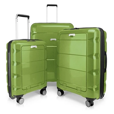 Image of HAUPTSTADTKOFFER Britz 3piece suitcase set trolley travel expandable, TSA, 4 wheels, (S, M &amp; L), light green