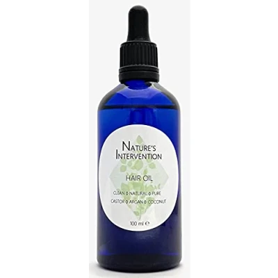 Image of Nature&#039;s Intervention Hair Growth Oil 100% Natural Castor, Argan, Macadamia, Rosemary, Lavender, Cedarwood. Promotes Growth. Repairs, Nourishes. 100ml