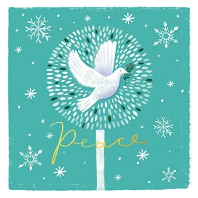 Image of The Almanac Gallery Pack of 8 Charity Christmas Cards &#039;Peace&#039; Lovely Design with White Dove and Snowflakes 1