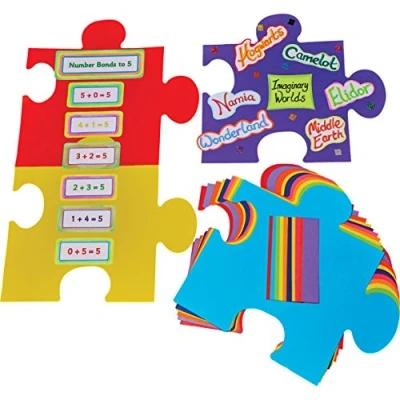 Image of Springboard Jumbo Card Jigsaw Pieces for Classroom Display Pre Cut Colourful Shapes Decorations and School Supplies Teachers Arts Crafts Kids 20 Pack 38 x 34 cm