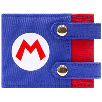 Image of Mario Party Iconic Plumber Outfit Emblem Wallet Bi Fold ID &amp; Card Holder, Blue