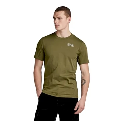 Image of G STAR RAW Men&#039;s Back Graphic Slim T Shirt, Green (dark olive D23906 336 C744), XL