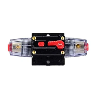 Image of Auto Circuit Breaker,DC 12V 48V Car Audio Inline Breaker with Manual Reset Fuse Holder Inverter,Fuse Protection for Solar Inverter System Protection(50A)