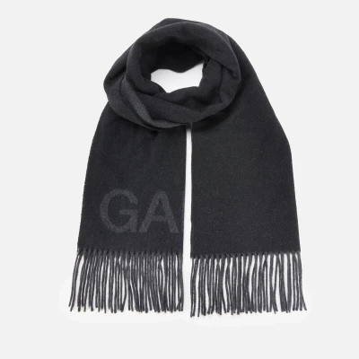 Image of Ganni Fringed Recycled Wool Blend Scarf