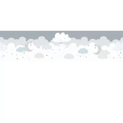 Image of Wallpaper Borders Self Adhesive Lovely Kids Dreamy Sky A.S. Création for 5.00 m x 0.155 Grey Blue White Made in Germany 403744