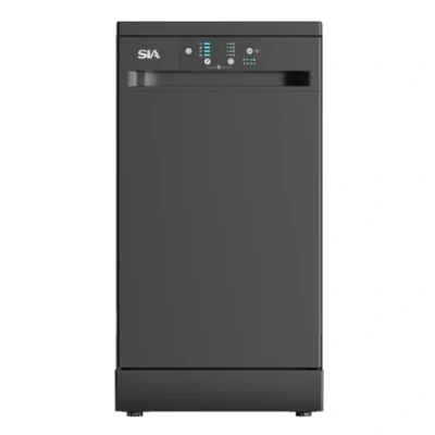 Image of SIA SFSD459BL Freestanding Dishwasher, Slimline 45cm Width, 9 Place Settings, Delay Start, 4 Programs, 29 Minute Quick Wash, Black