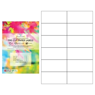 Image of 30 Sheets A4 Precut Multi Labels White MATT Self Adhesive Paper Stickers Purpose Inkjet and Laser Printing (2 x 6 (12 per Sheet))
