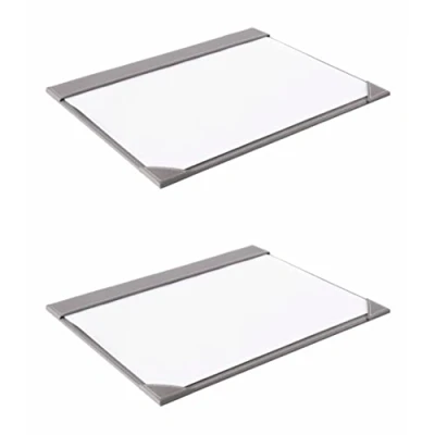 Image of OSCO Grey Faux Leather Desk Mat Very Large Full Demy 2 Pack Writing Pad Blotter Notes Protector 10 Sheets 59cm x 47cm