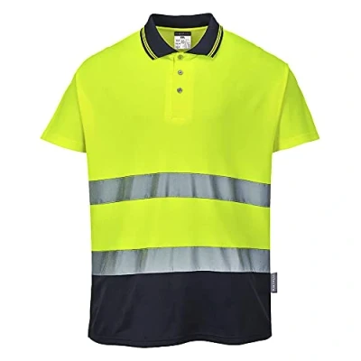 Image of Portwest Two Tone Cotton Comfort Polo Yellow/Navy 4XL