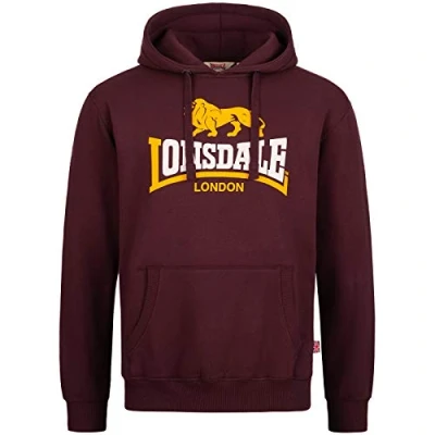 Image of Lonsdale Men&#039;s Sleeve Hooded Sweatshirt, Oxblood, S