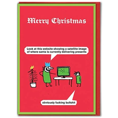 Image of Modern Toss Official Rude Christmas Cards &#039;Santa Website Card&#039; Funny Xmas For Friends Mates Him Her Men Women Mum Dad Sold By Brainbox Candy