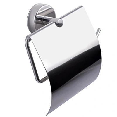 Image of Kapitan Stainless Steel Toilet Roll Holder with Cover, Self Adhesive OR Screws Mounting, Polished Finish, Made in EU, 20 Years Warranty