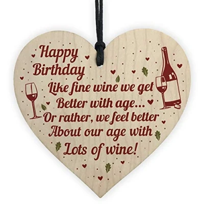 Image of RED OCEAN Funny 40th 50th 60th Birthday Card Gifts For Men Women Wooden Heart Keepsake Plaque Friendship Gift