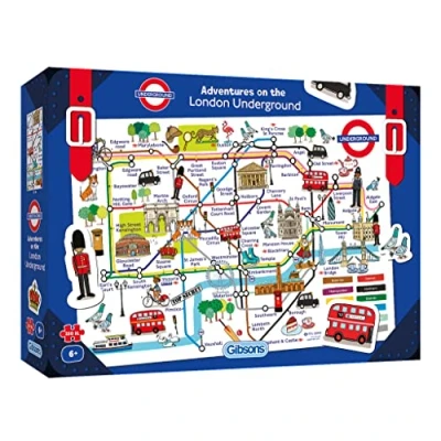 Image of Adventures on the London Underground 250 XL Piece Childrens Puzzle Great Britain Jigsaw Sustainable for Kids Premium 100% Recycled Board Gift Children Gibsons Games