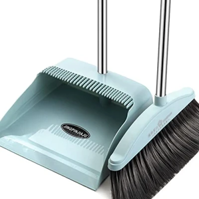 Image of itrimaka Long Handled Dustpan and Brush, 35.8&quot; Broom Set, Household Dust Pan Combo For Home Room Lobby Indoor Outdoor Cleaning Sweeping