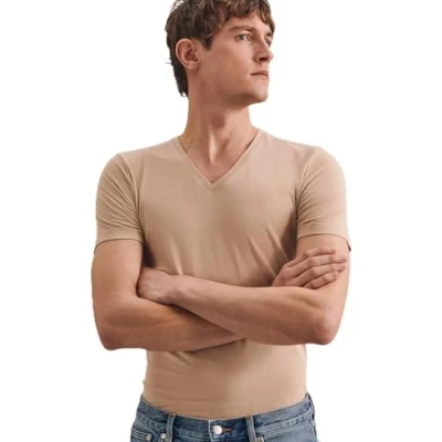 Image of Seidensticker Men&#039;s Short Sleeved T Shirt with V Neck, Nude, L