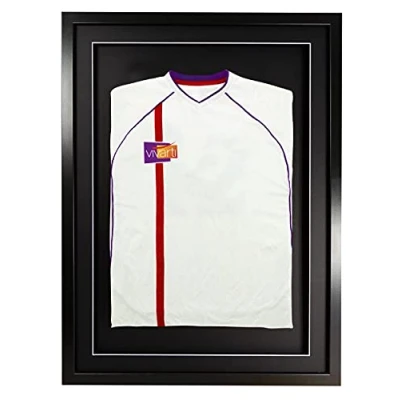 Image of Vivarti DIY Junior 3D Mounted Sports Shirt Display Frame for Football Shirt, Rugby Band T Shadow Box 50 x 70cm Black Frame, Mount, Backing Card