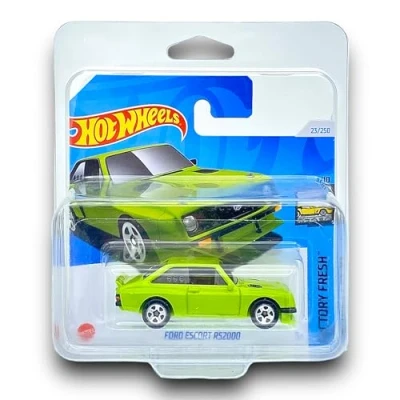 Image of Hot Wheels Ford Escort RS2000 (Lime Green) 1/10 Factory Fresh 2024 23/250 (Short Card) COMES IN A KLAS CAR KEEPER SHORT CARD PROTECTOR CASE HTC48