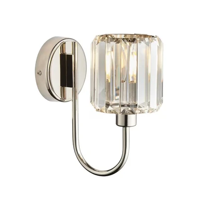 Image of Endon Berenice Glass Shade Wall Lamp Bright Nickel