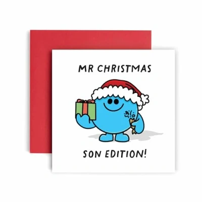 Image of Huxters Son Christmas Card for Him Men Funny Edition from Mum and Dad (Son)