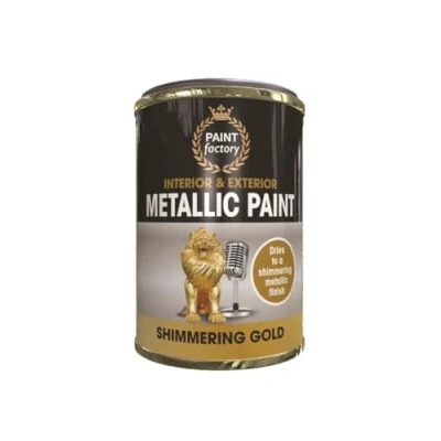 Image of AlezyB Metallic Shimmering Gold Tin Paint 300ml Multi Purpose Use for Metal and Wooden Furniture, Ornaments, Decorative Items Much More Interior &amp; Exterior