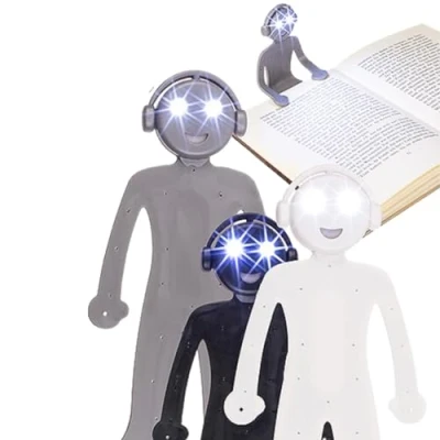 Image of LND Gifts Bendy Man Booklight: Flexible Reading Light, Battery LED Lights, Book Accessories A Perfect Gift for Adults &amp; Children, 16cm, Batteries Included
