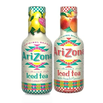 Image of Arizona IceTea with Peach &amp; Lemon flavours 500ml Each (Pack of 12)