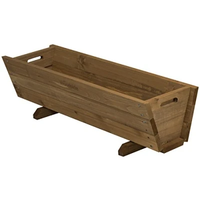Image of Woodside Wooden Garden Planter Plant/Flower Trough Container Box