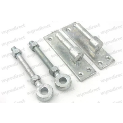 Image of Wyre Direct Gate Hinges 12mm Pin Bracket &amp; X 100mm Adjustable Eye Bolts Galvanised