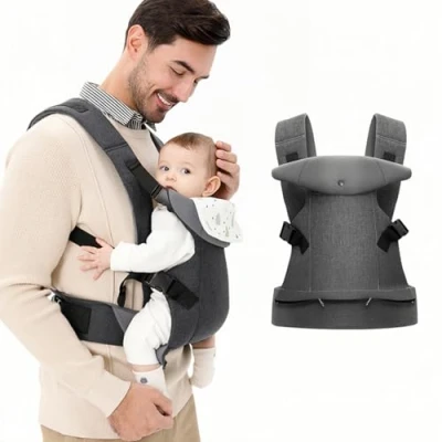 Image of IULONEE Baby Carrier for Newborn Ergonomic with Detachable Bibs Front &amp; Back Carry Holder Carriers Toddlers 3 36 Months (3 15kg) Grey