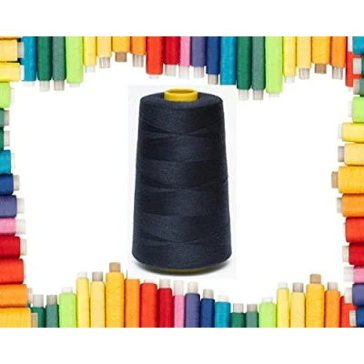 Image of Rohans Overlock Yarn 40/2 (120), 5000 Yards (4570 Meters) Sewing Thread Cones, Machine Multi Colour 100% Polyester Material (Navy, 1)