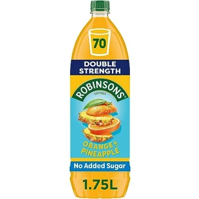 Image of Robinsons Double Strength Orange &amp; Pineapple No Added Sugar Fruit Squash 1.75 L