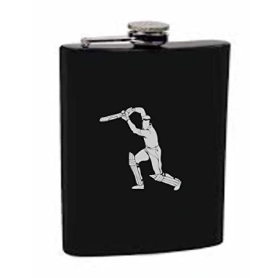 Image of Lucy G BLACK CRICKET HF41 PERSONALISED ENGRAVED 6OZ HIP FLASK