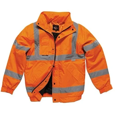 Image of Dickies High Visibility Hi Vis Bomber Jacket Waterproof Warm Padded Coat Orange Hood Work S XXL (X Large)
