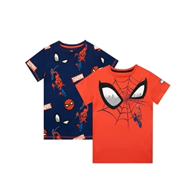 Image of Marvel Boys Spider Man T Shirt 2 Pack Daywear for Kids Multicoloured 9 10 Years