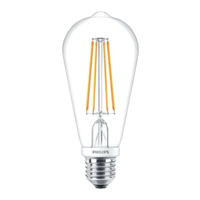 Image of Philips Classic LED 7 W (60 W) E27 Edison Screw, ST64 Vintage Filament Pub Light, Dimmable, Clear