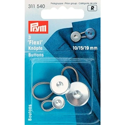 Image of Prym Flexi Buttons with Loop, Silver, One Size
