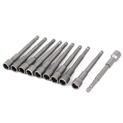 Image of sourcingmap 10mm x 100mm Hex Socket Bit Magnetic Nut Driver Setter 10 Pcs