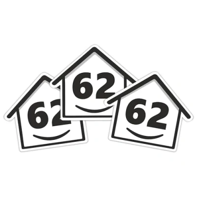 Image of 3 x Bin Numbers for Wheelie Bins, House Design 0 99 Stickers, 16 cm Stickers Self Adhesive Numbers, Weatherproof Vinyl Number (62)