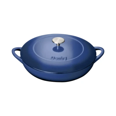 Image of Denby Cast Iron Cobalt 30cm Shallow Casserole