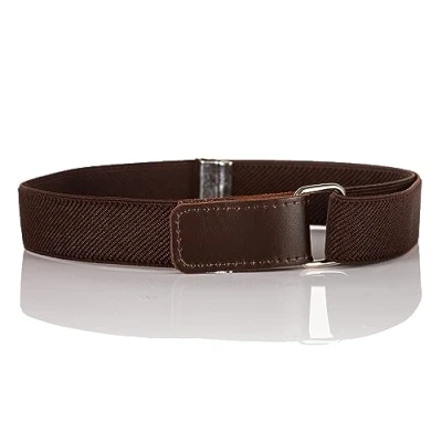 Image of Olata Children’s Stretch Elasticated Belt with Adjustable Hook and Loop Fastening 5 12 years. Dark Brown