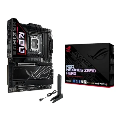 Image of ASUS Intel ROG Maximus Z890 Hero ATX motherboard, 22+1+2+2 power stages, DDR5 slots, PCIe 5.0 with full support for next gen GPUs, six M.2 WiFi 7, AI Overclocking, Slot Q Release Slim