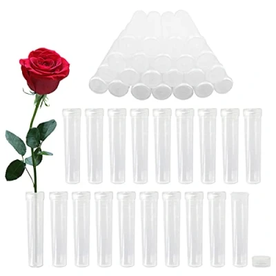 Image of Modixun 50pcs Floral Water Tubes, 7.2cm Flower Tubes for Fresh Flowers, Vials with Silicone Cap Arrangements, Single Stem