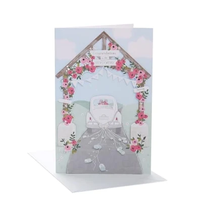 Image of UK Greetings Wedding Card for Him/Her/Friend Detailed Design, 149mm x 229mm